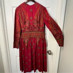 Jerry Silverman by Saulino Rare Vintage 70’ women Red Paisley Dress size Medium